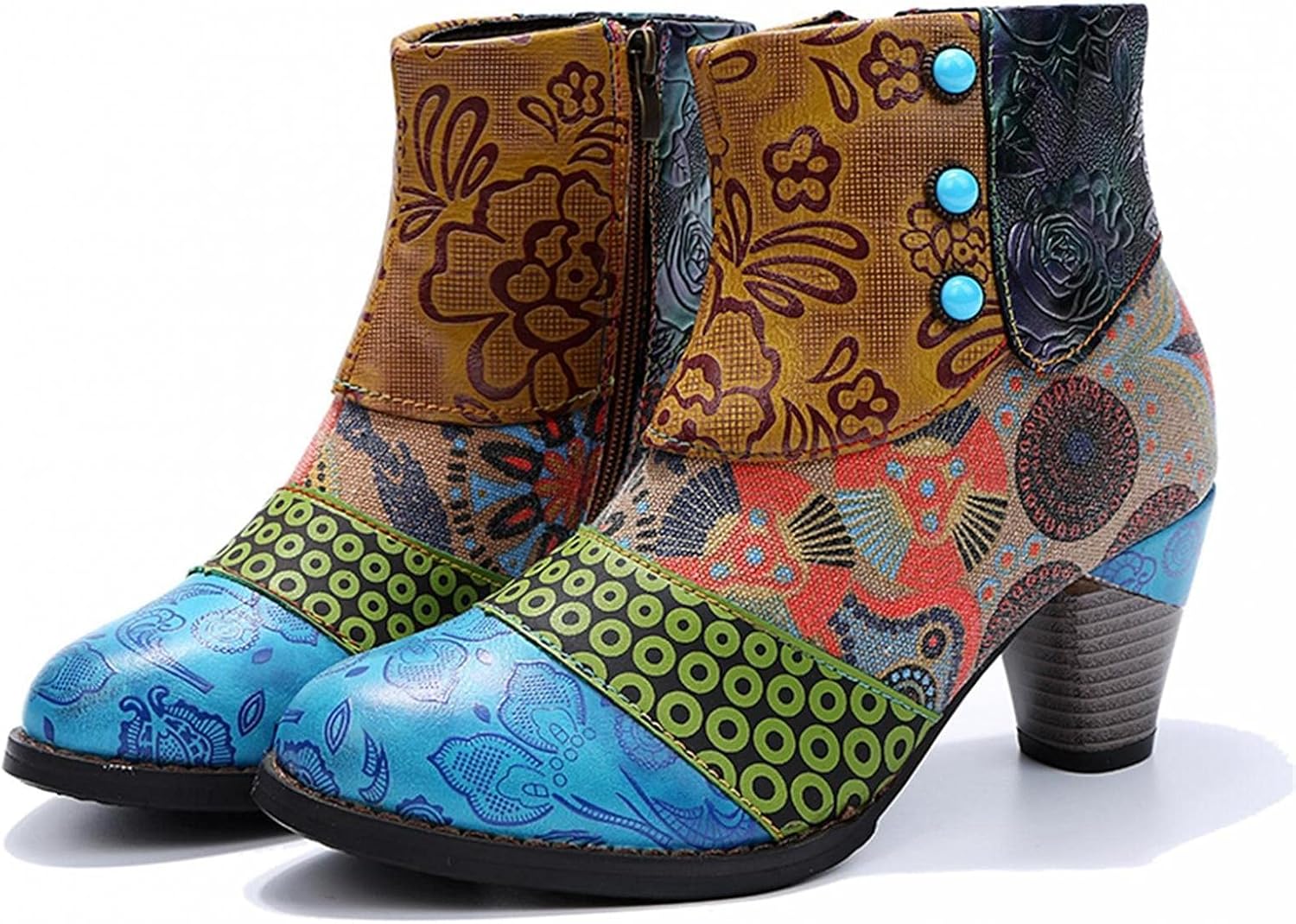 

Женские винтажные этнические ботильоны с круглым носком и флисовой подкладкой Hbeylia