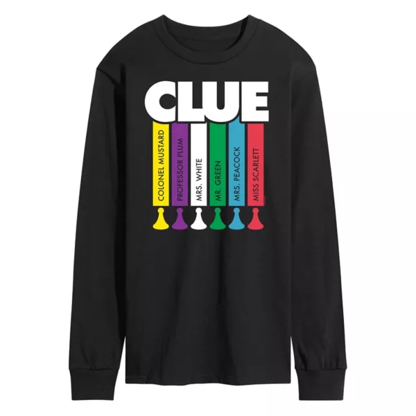 

Мужская футболка с длинным рукавом и принтом Clue Logo Characters Hasbro, черный
