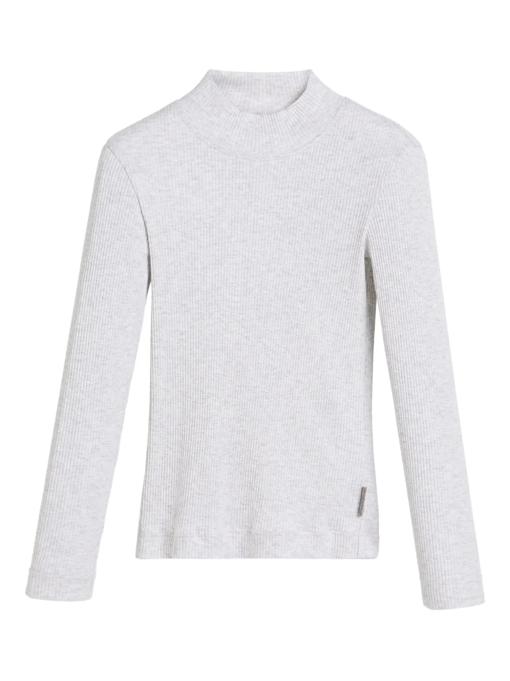 

Свитер в рубчик с высоким воротником Brunello Cucinelli Kids, серый
