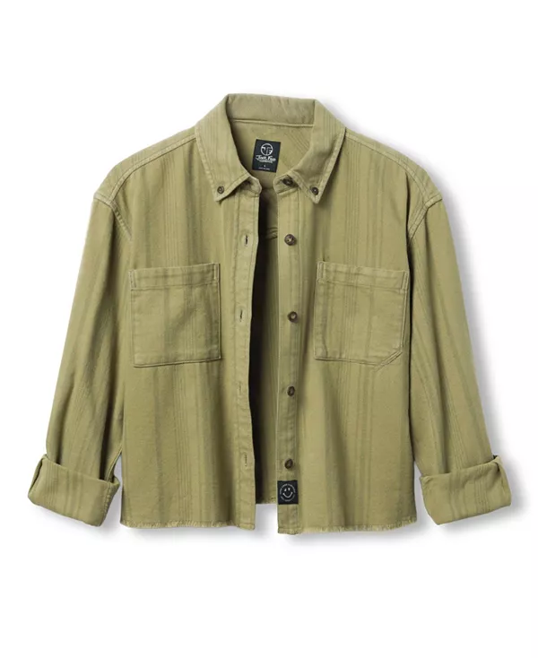 

Женская укороченная фланелевая рубашка в тональную полоску Junk Food Clothing, зеленый