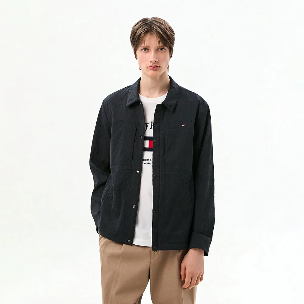 Мужская рубашка-куртка из сетки прямого кроя небесно-голубая от Tommy Hilfiger