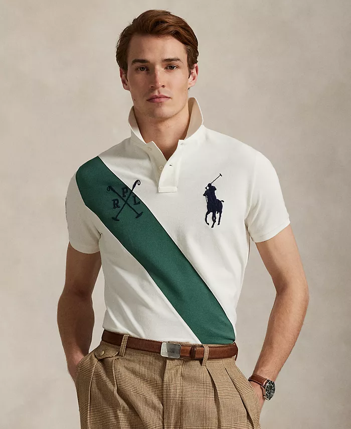 

Мужская поло с вышивкой Big Pony, slim fit, из сетчатой ткани Polo Ralph Lauren, белый