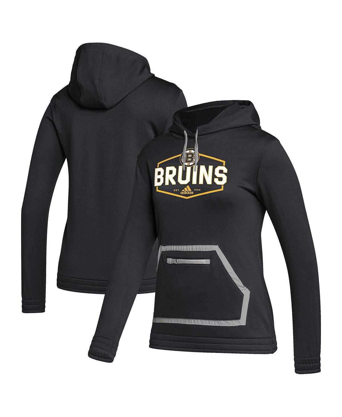 

Женский черный пуловер с капюшоном Boston Bruins Team Issue adidas, черный