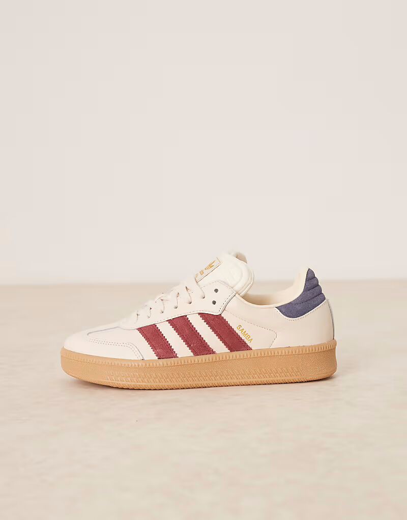 Кроссовки Adidas Originals Samba XLG кремового и красного цвета — фото 2