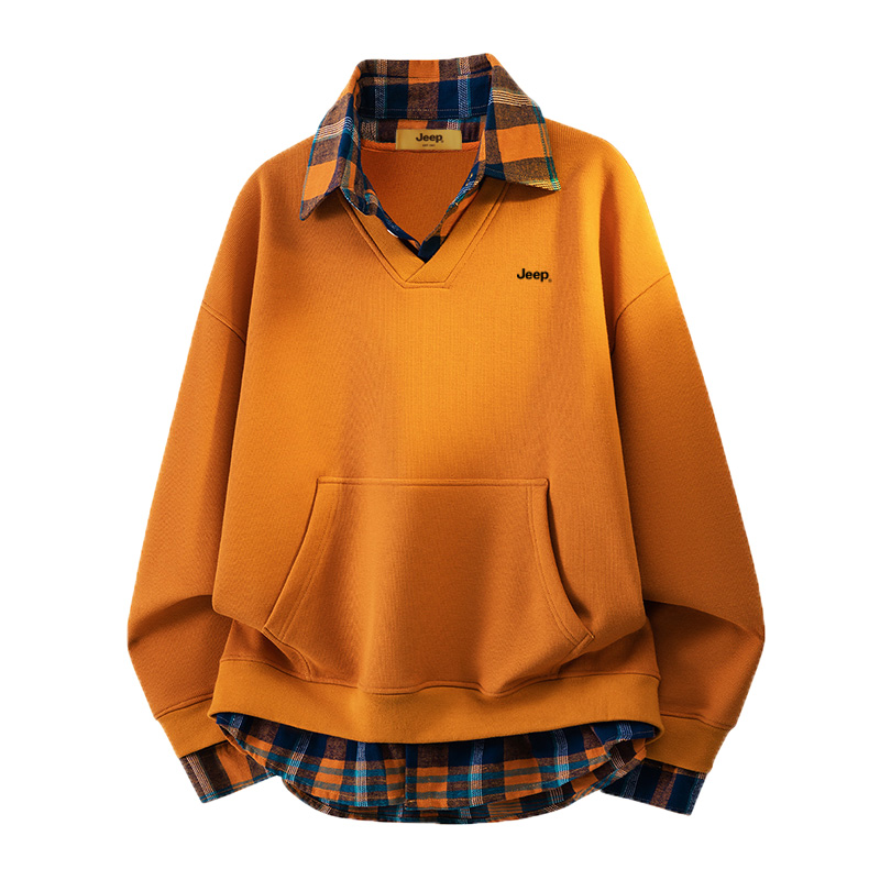 

Свитшот мужской V-образный вырез Moderate Mock Two Piece Jeep, оранжевый красный