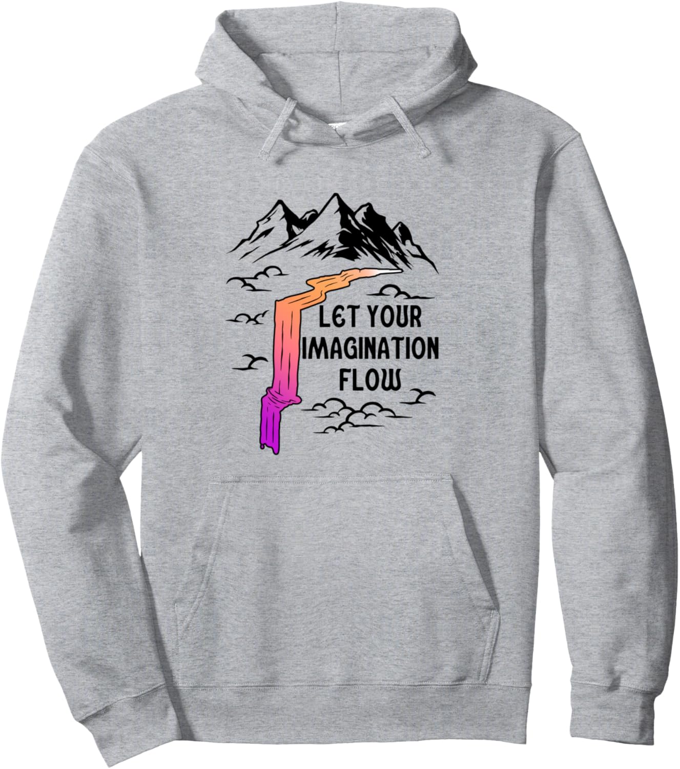 

Худи «Космическая река, гора, воображение, любитель космоса, небесное искусство» Let Your Imagination Flow, серый