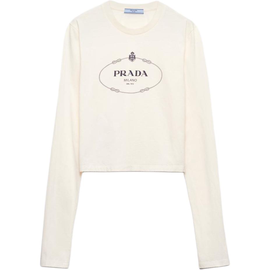 

Футболка Printed Jersey PRADA, слоновая кость, Бежевый, Футболка Printed Jersey PRADA, слоновая кость