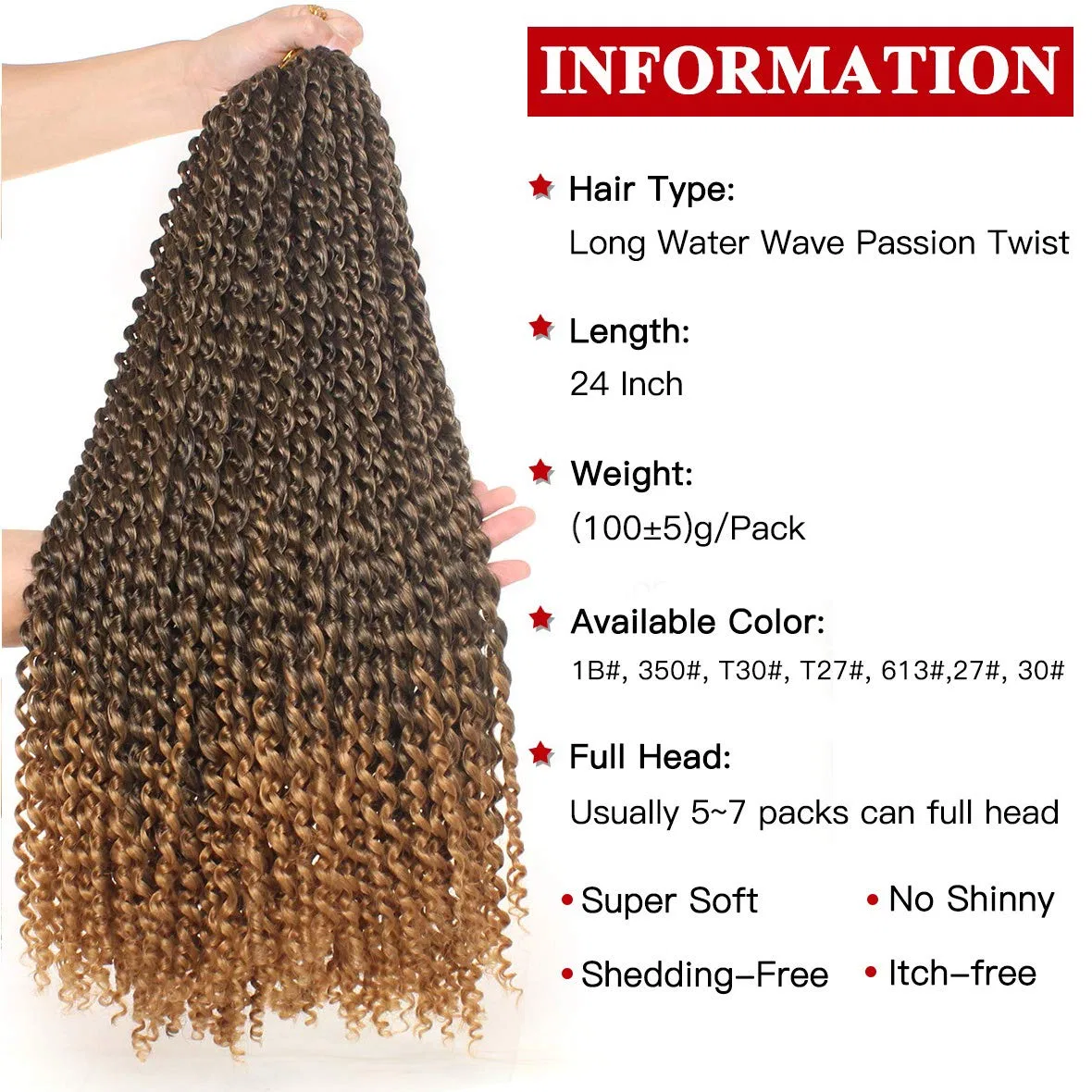 Синтетические волосы Xtrend Passion Twist для плетения, 45 см, 2 упаковки Xtrend — фото 4