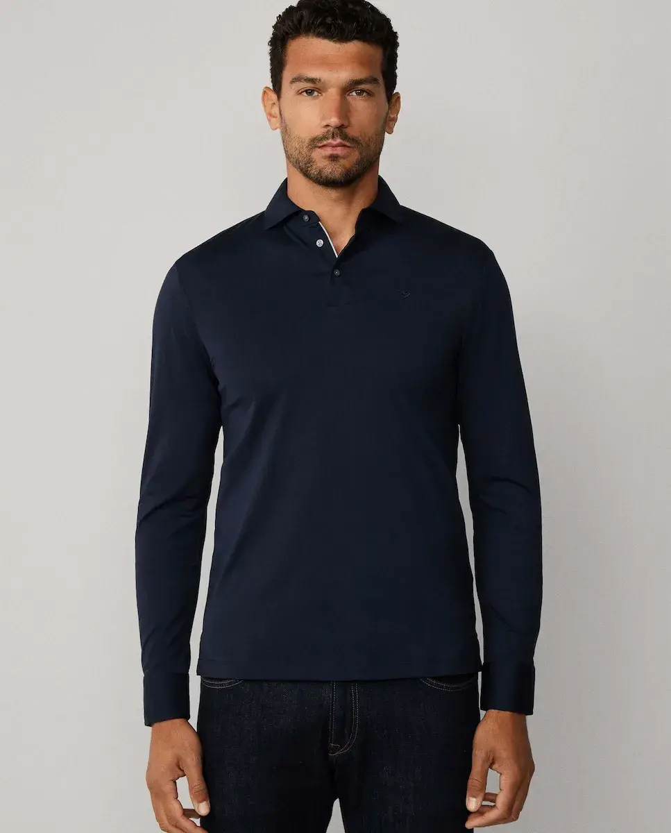 

Поло Pima с длинными рукавами, классическая посадка Hackett, темно-синий
