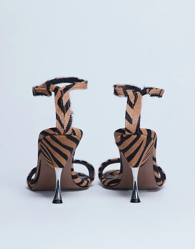 Туфли Topshop Fran из натуральной кожи с металлическим каблуком и тигровым принтом — фото 3