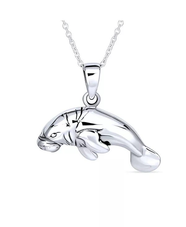 

Гавайский морской отдых, медовый месяц, морская корова, морская жизнь, океан, ламантин, кулон, ожерелье из стерлингового серебра Bling Jewelry, silver