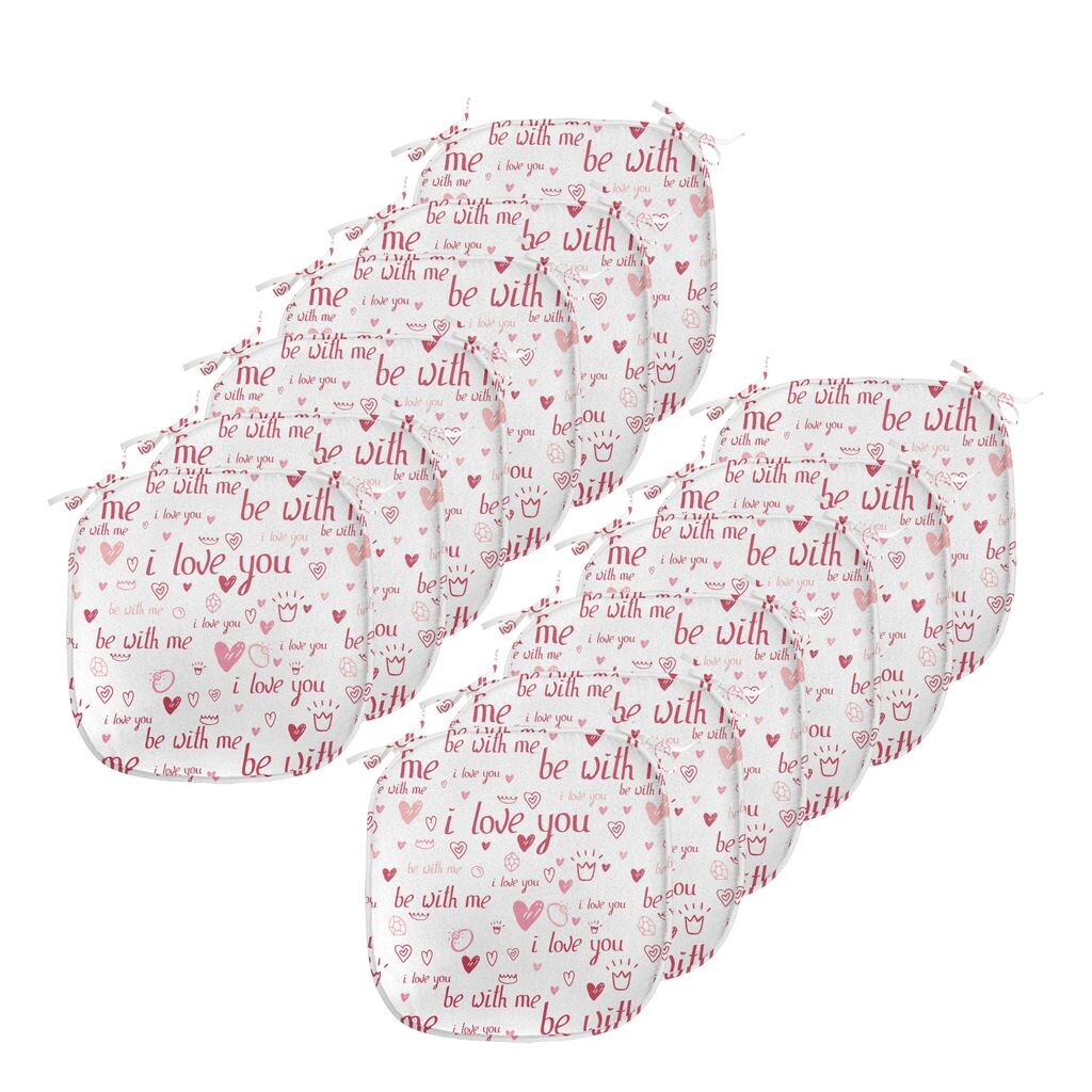 

ABAKUHAUS I Love You Подушки на обеденный стул, обручальные кольца в виде сердечек, декоративная водонепроницаемая подушка с ремнями для кухонных сидений, 40 см x 40 см — упаковка из 12 шт., темно-бордовый розовый румянец