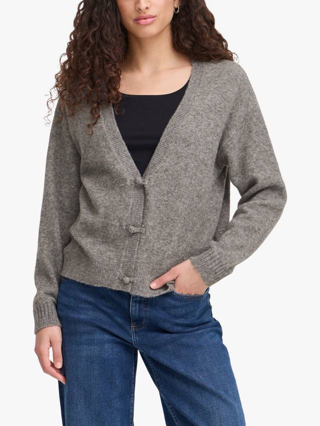 

Кардиган Dasila с запахом и V-образным вырезом ICHI, Dark Grey Melange