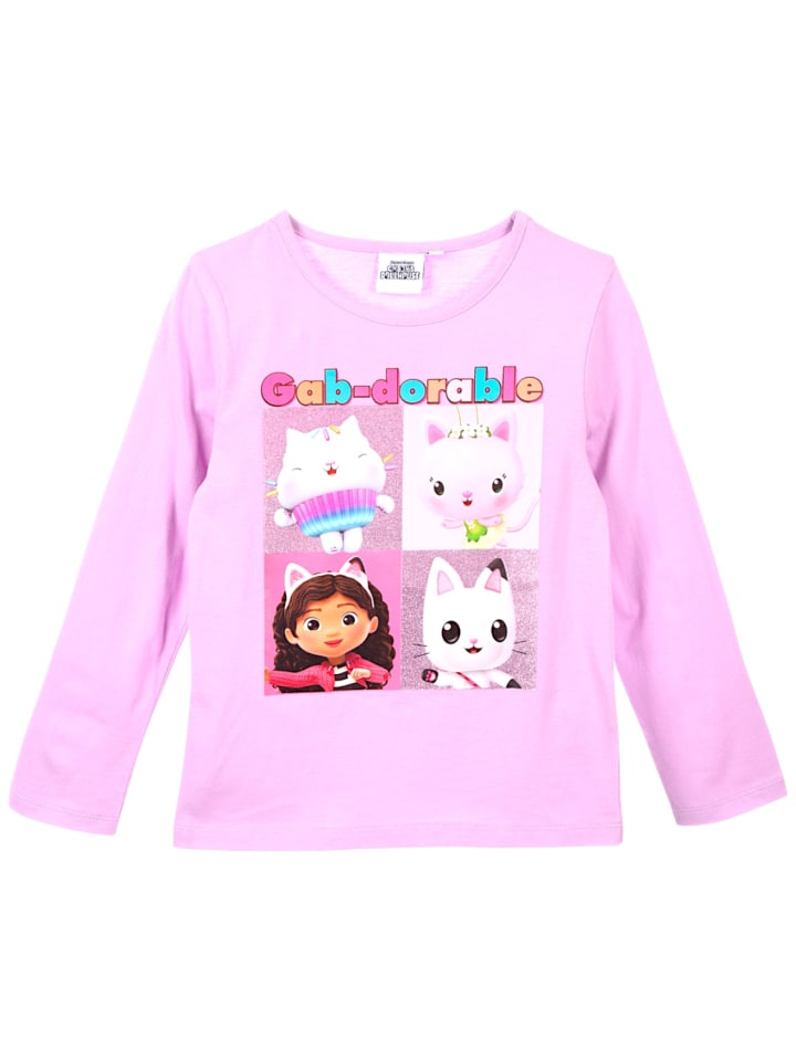 

Футболка с длинными рукавами Gabby's Dollhouse с фиолетовыми блестками