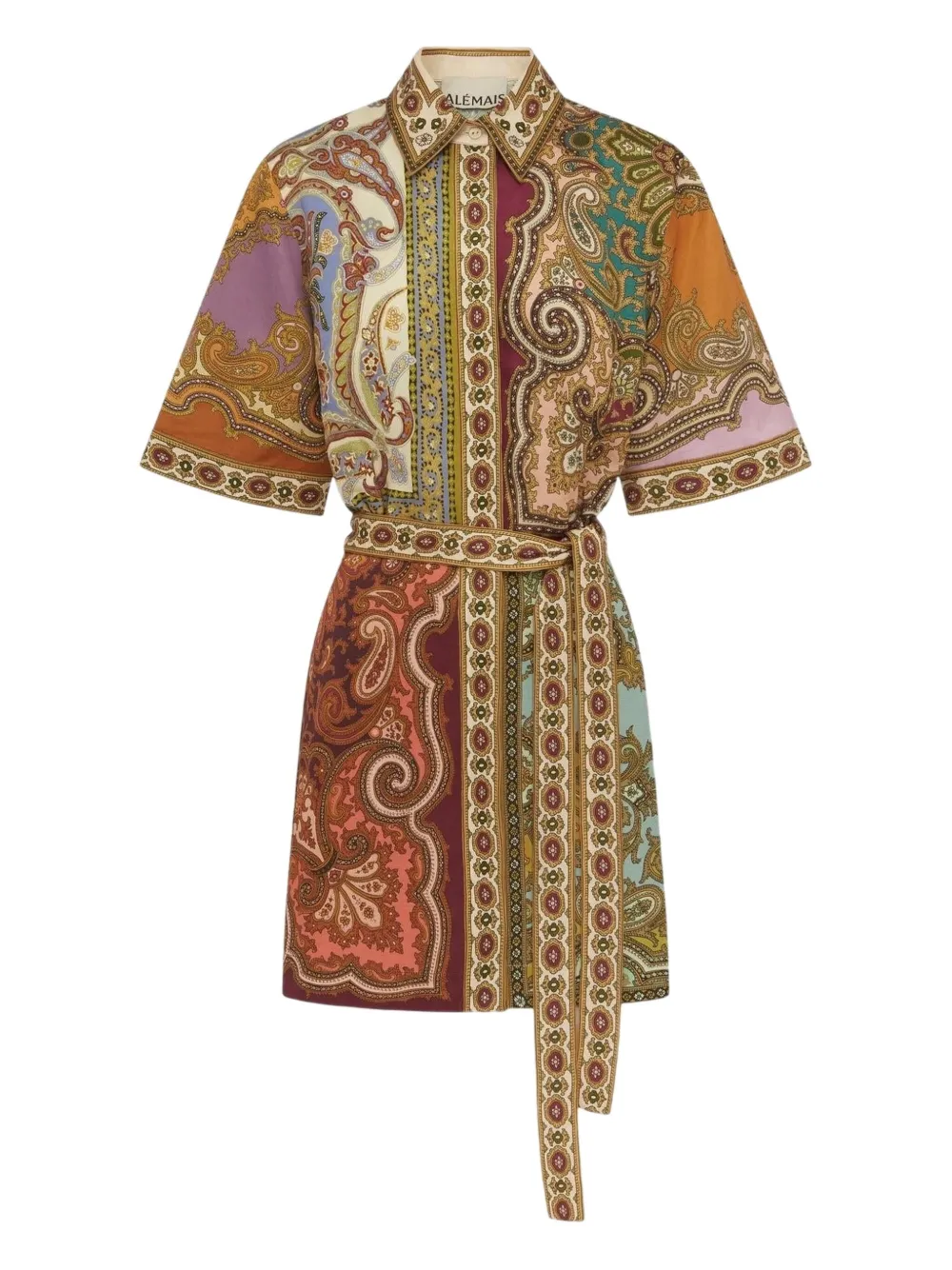 

Мини-платье Clemenza с комбинированным принтом пейсли ALEMAIS, нейтральный