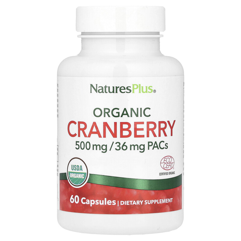 

NaturesPlus, органическая клюква, 500 мг, 60 капсул (250 мг в 1 капсуле)