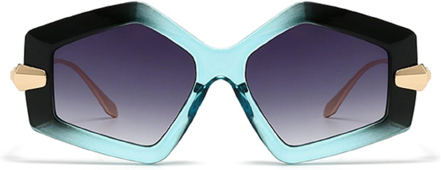 

Модные геометрические многоугольные солнцезащитные очки для женщин, градиентные солнцезащитные очки UV400 для мужчин, панк-очки, сине-зеленые солнцезащитные очки mincl, Blue Gray