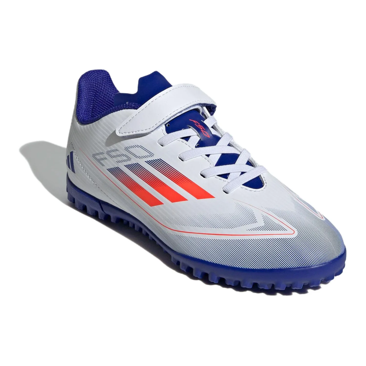 Adidas Футбольные бутсы F50 CLUB низкие бело-голубые детские — фото 4