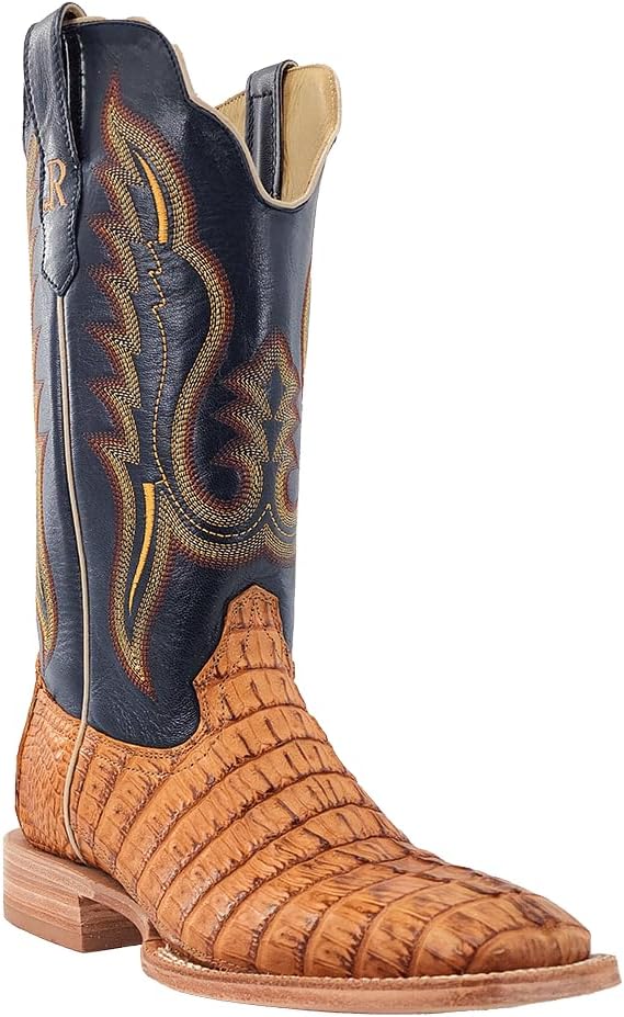 

Мужские экзотические ковбойские сапоги R. Watson с седельным мысом, из кожи каймана и козьей кожи, синие RW3010-2 R. Watson Boots