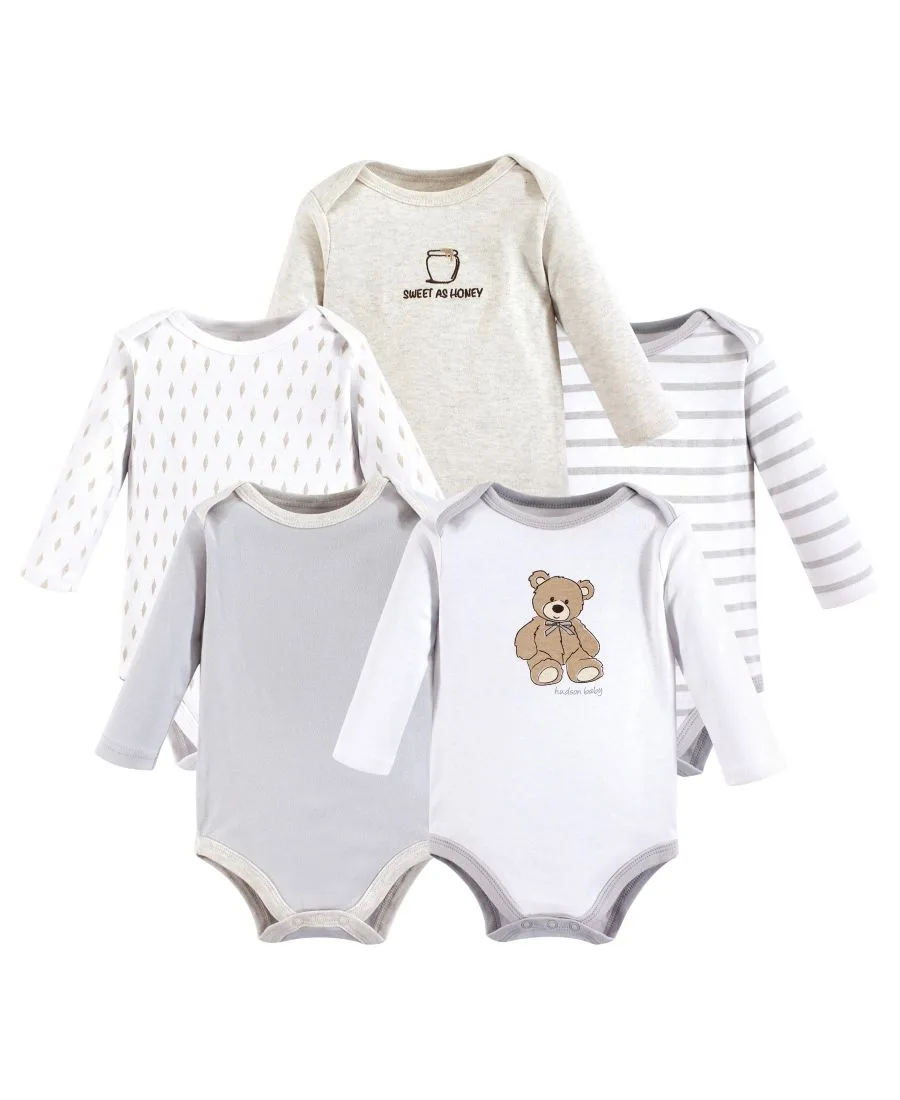 Мягкие хлопковые боди с длинными рукавами, комплект из 5 штук Hudson Baby, Bear