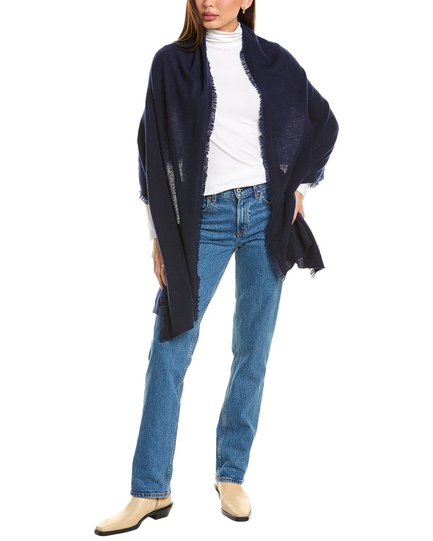 

Amicale Кашемировый джерси с бахромой Дорожная накидка из кашемира Amicale Cashmere, синий