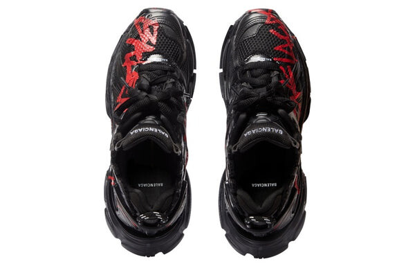 Кроссовки runner graffiti sneakers 'black and red mesh and nylon' Balenciaga, черный — фото 4