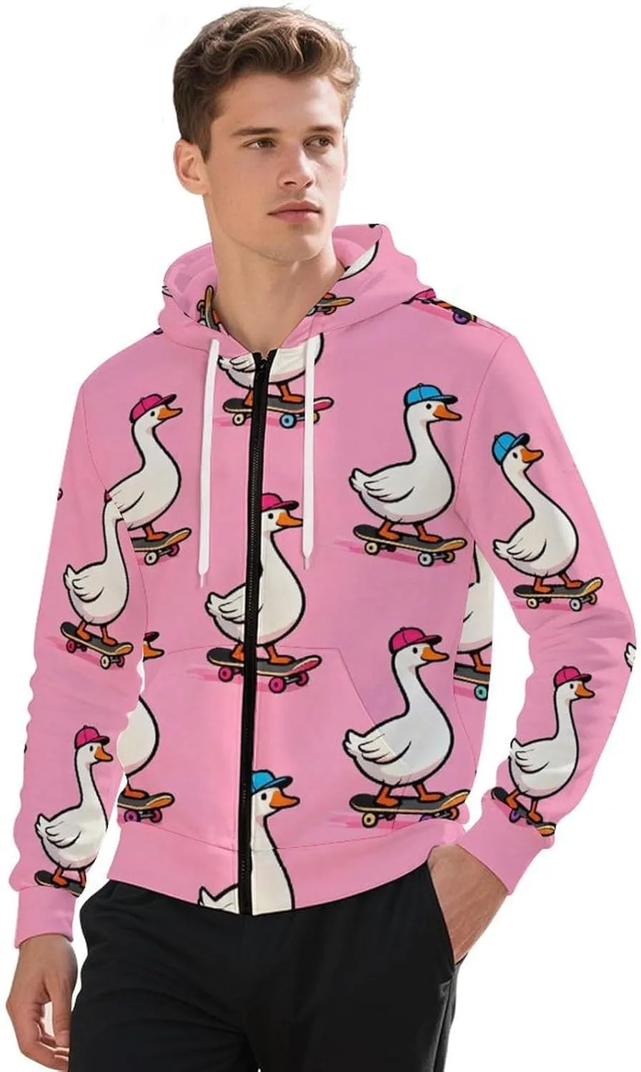 

Мужская толстовка с капюшоном Full Zip Up, желтая в горошек Goldfish, с карманом GemGam