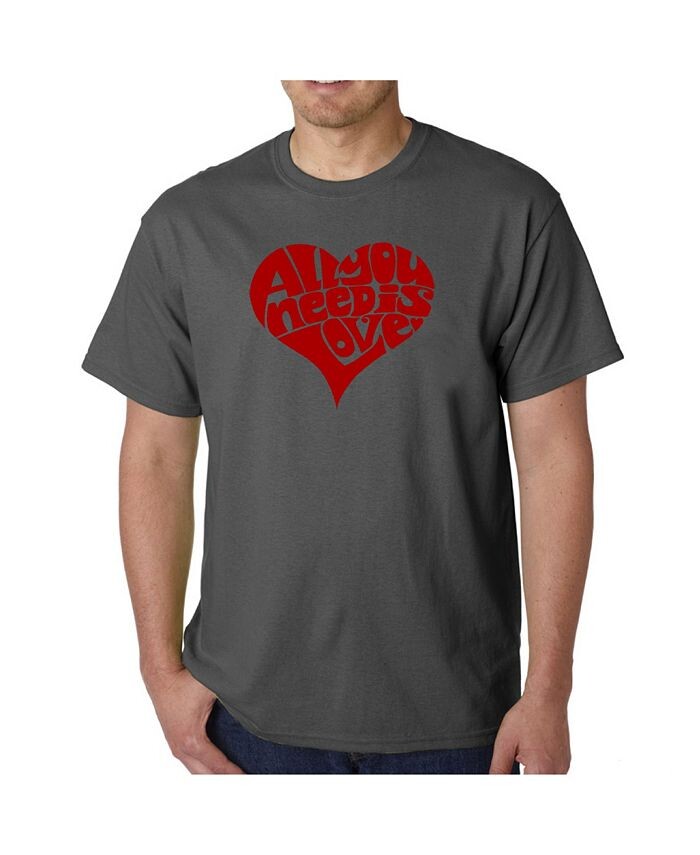 

Мужская футболка с надписью All You Need Is Love Word Art LA Pop Art, серый