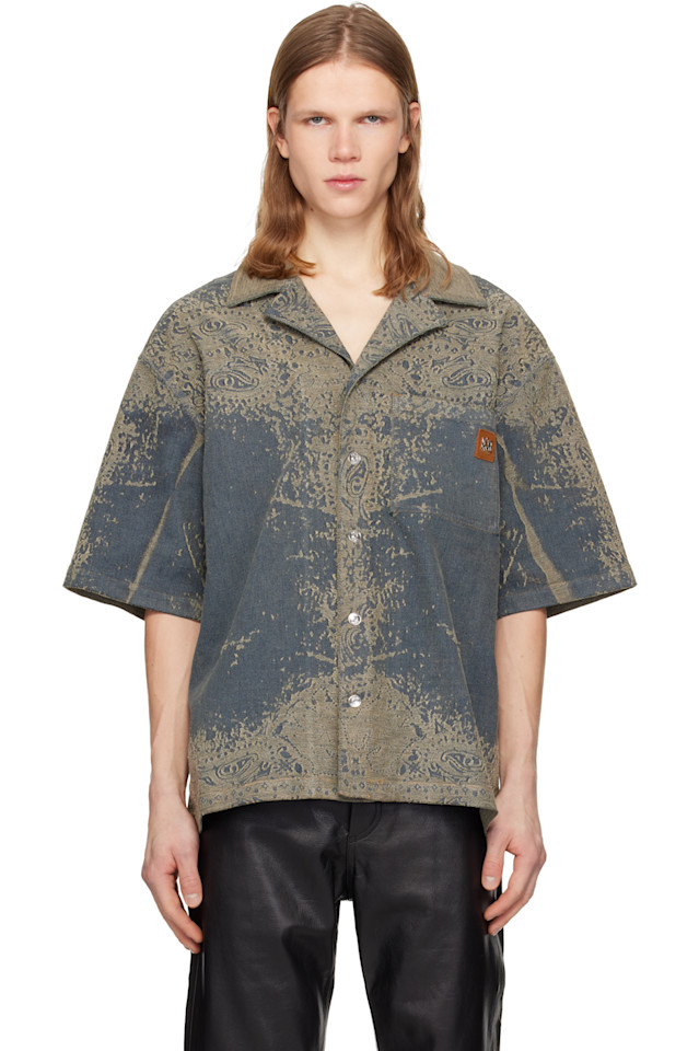 

Amiri Выцветшая синяя джинсовая рубашка с банданой