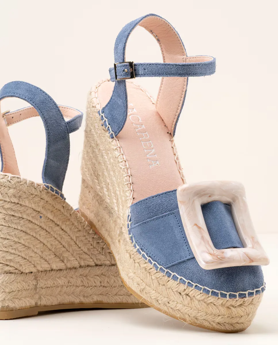 Женские эспадрильи на танкетке на платформе из замши Macarena Shoes, индиго/синий — фото 4