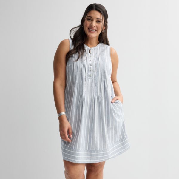 

Платье больших размеров с защипами Sonoma Goods For Life, цвет medium blue stripe