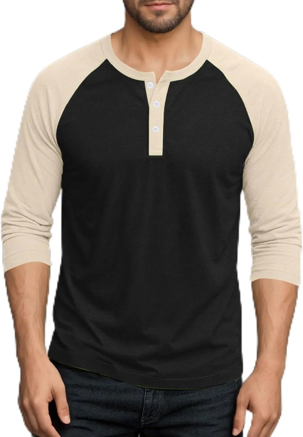 

Футболка Fall Color Block Henley с длинным рукавом Raglan