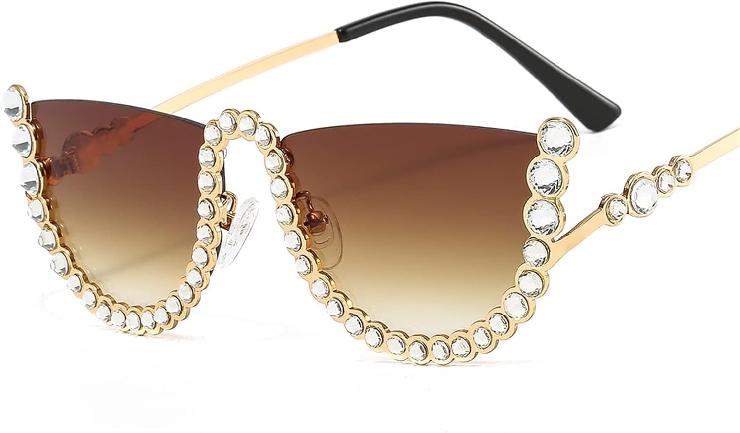 

Мужские и женские солнцезащитные очки в полуободковой металлической оправе с бриллиантами, для отдыха на природе, пляжа и вечеринок (Цвет: C, Размер: Средний) MTZJH, One Color