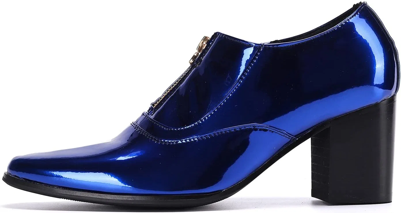Лоферы мужские с блочным каблуком Santimon Metallics, синий — фото 3