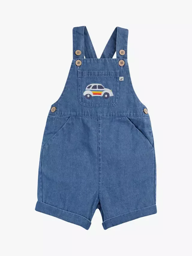 Детский хлопковый джинсовый комбинезон, джинсовый/автомобильный Frugi