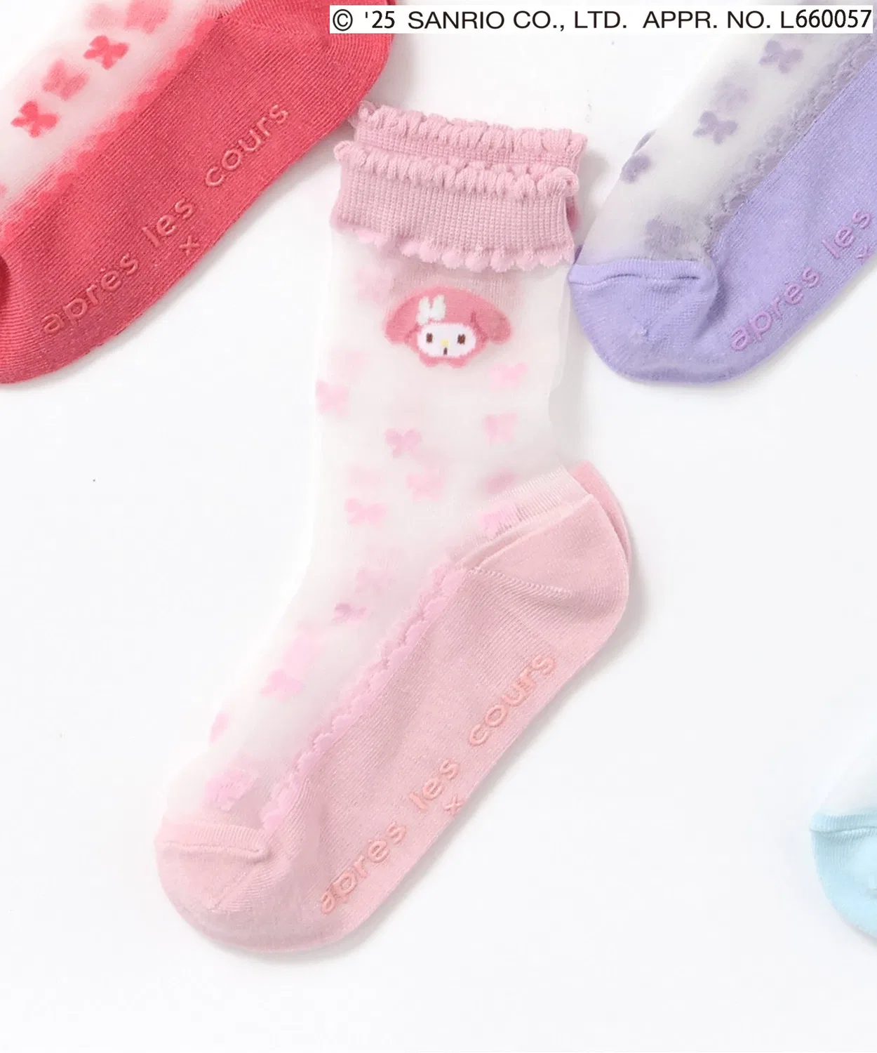 Носки детские с прозрачной вставкой Sanrio Characters apres les cours розовые