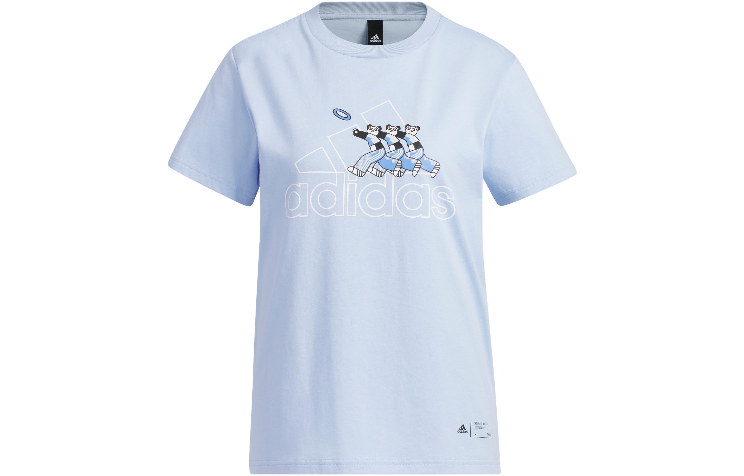 Футболка женская светло-розовая голубая Adidas — фото 2
