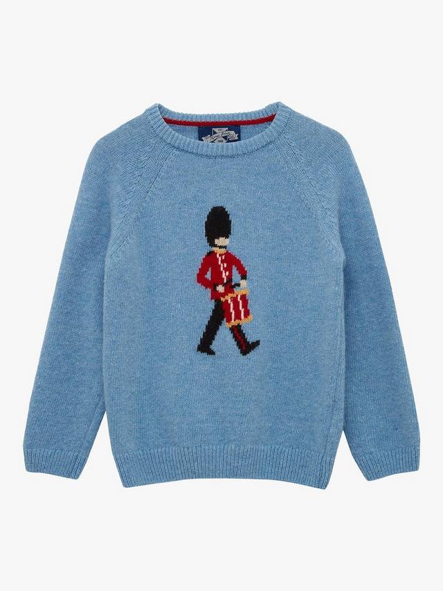

Детский джемпер с узором гвардейца из шерстяной смеси Trotters, Blue Marl