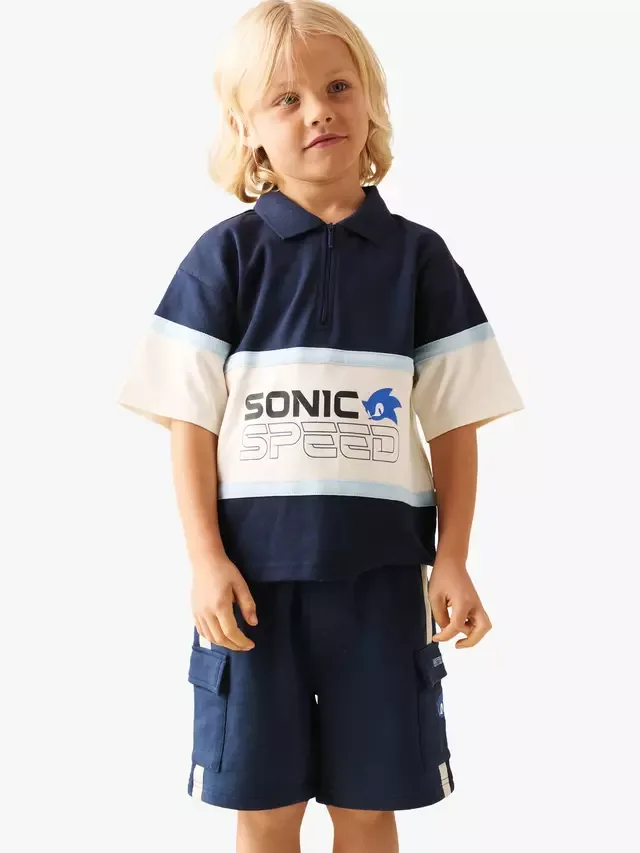 Детская футболка-поло Kids' x Sonic Blocked, темно-синяя Angel & Rocket