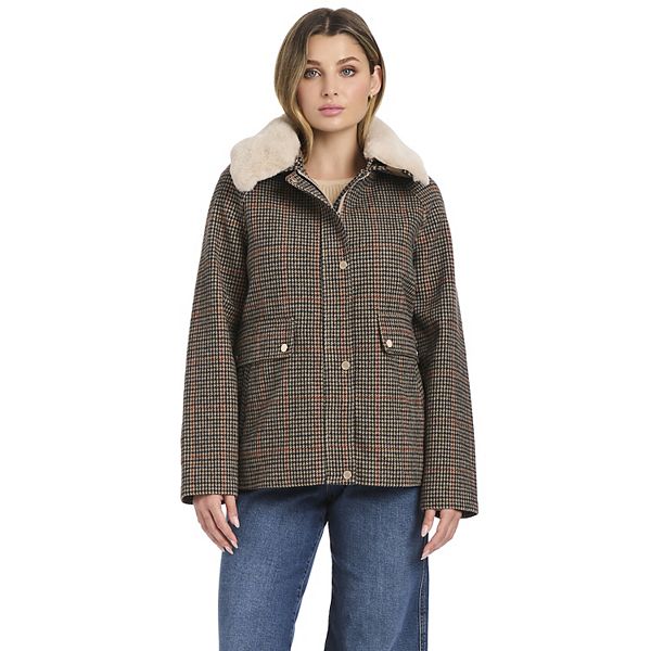 

Женская куртка в клетку с воротником из искусственного меха Draper James Rsvp, Tan