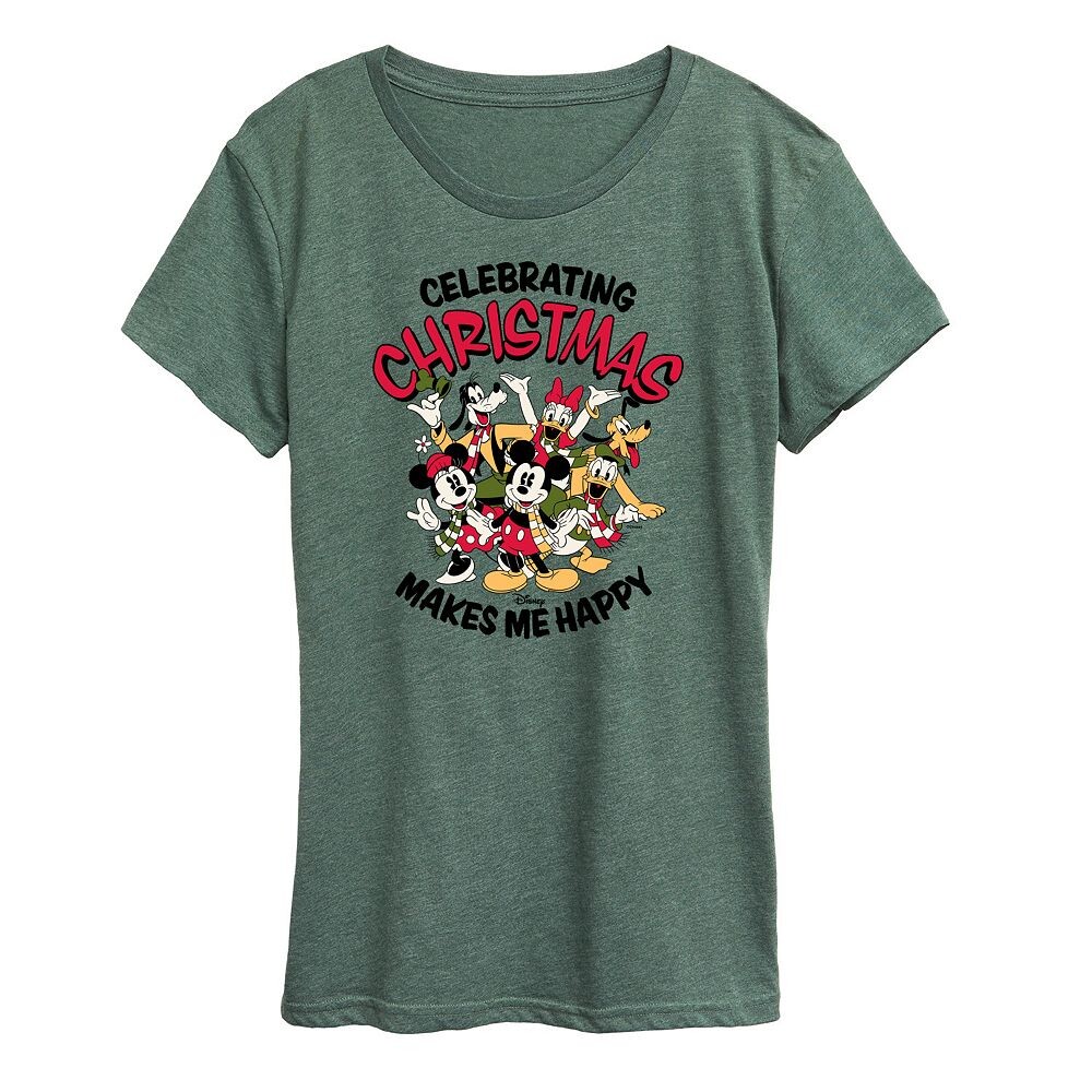 

Женская футболка с изображением Микки Мауса Disney's, посвященная Рождеству Licensed Character, цвет Heather Green