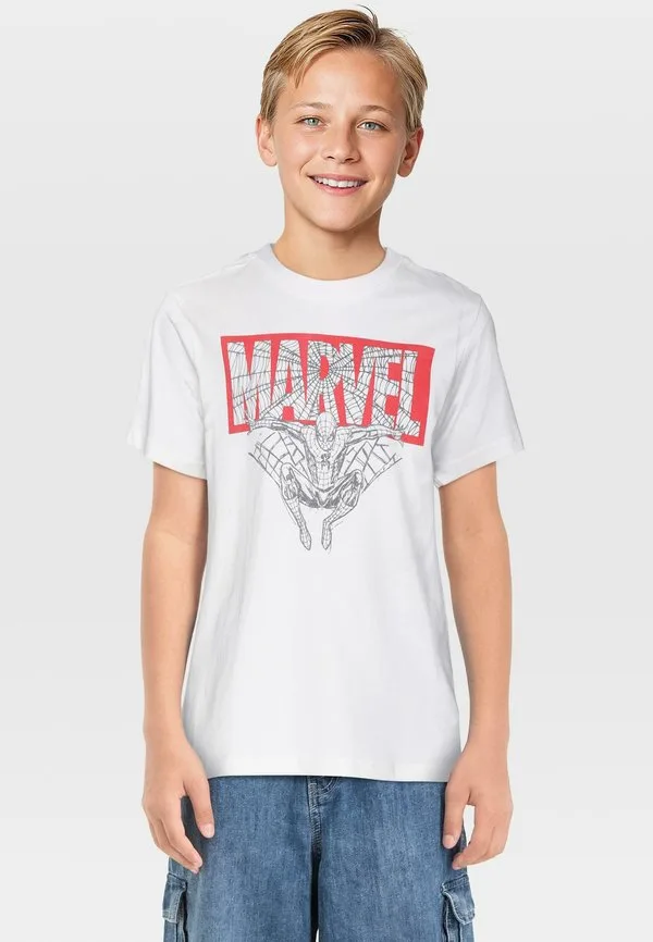 Футболка с принтом логотипа marvel человека-паука Mister Tee, White — фото 2