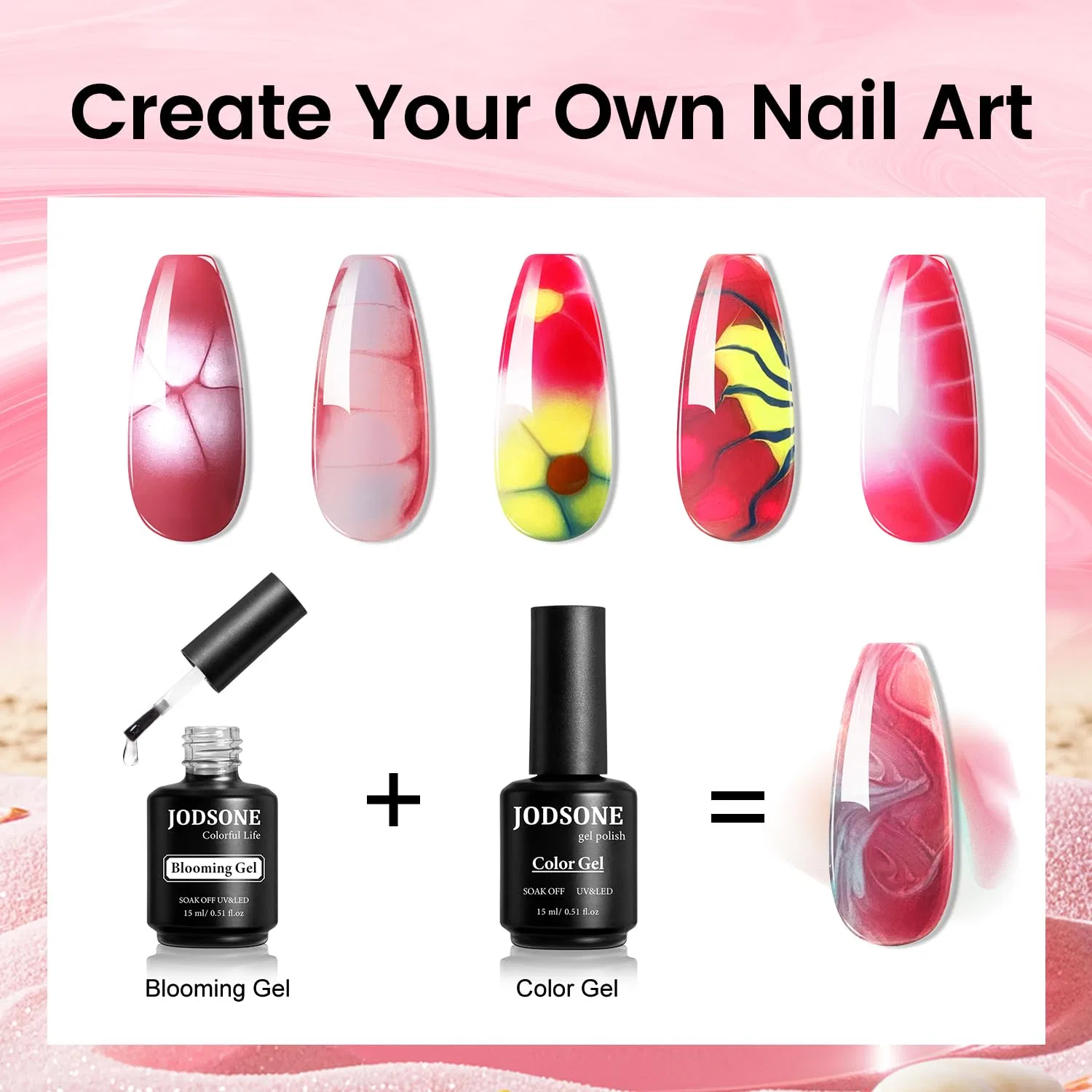 Гель-лак JODSONE Blooming Gel 15 мл для мраморного дизайна ногтей Jodsone, 15Ml Blooming Gel Nail Polish (Single) — фото 4
