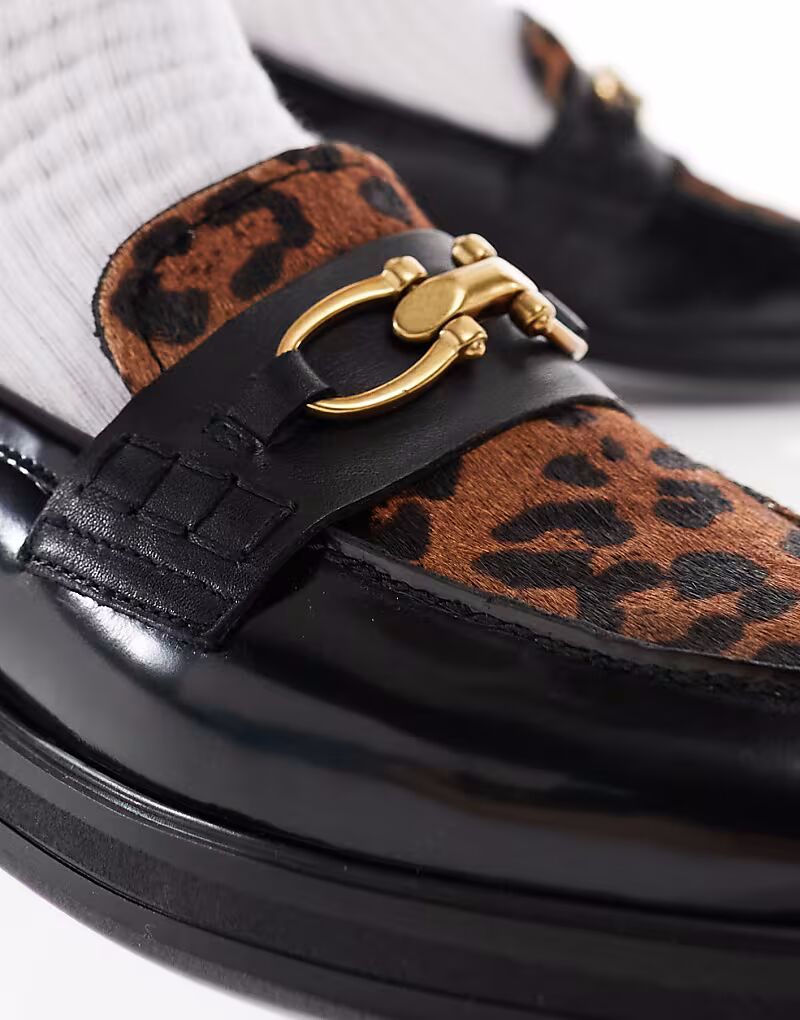 Туфли ALDO Bissom Loafar черного цвета с леопардовым принтом — фото 3
