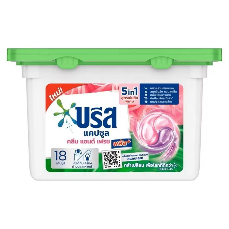 

Breeze Капсулы Концентрат для стирки Clean Fresh Plus 18 капсул, Pink