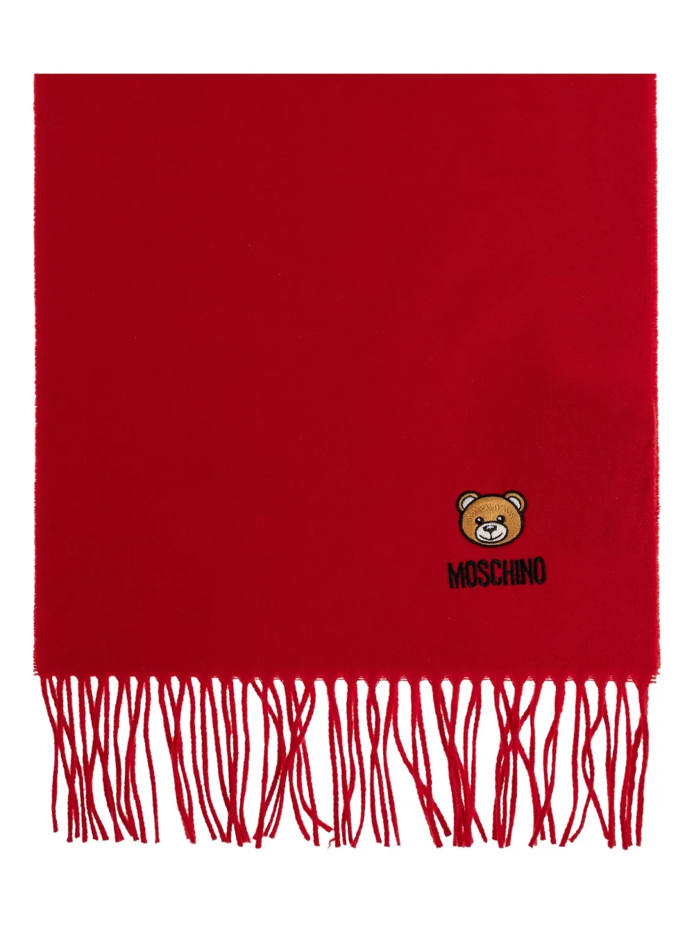 

Шарф с бахромой, вышитый плюшевым мишкой Moschino, красный