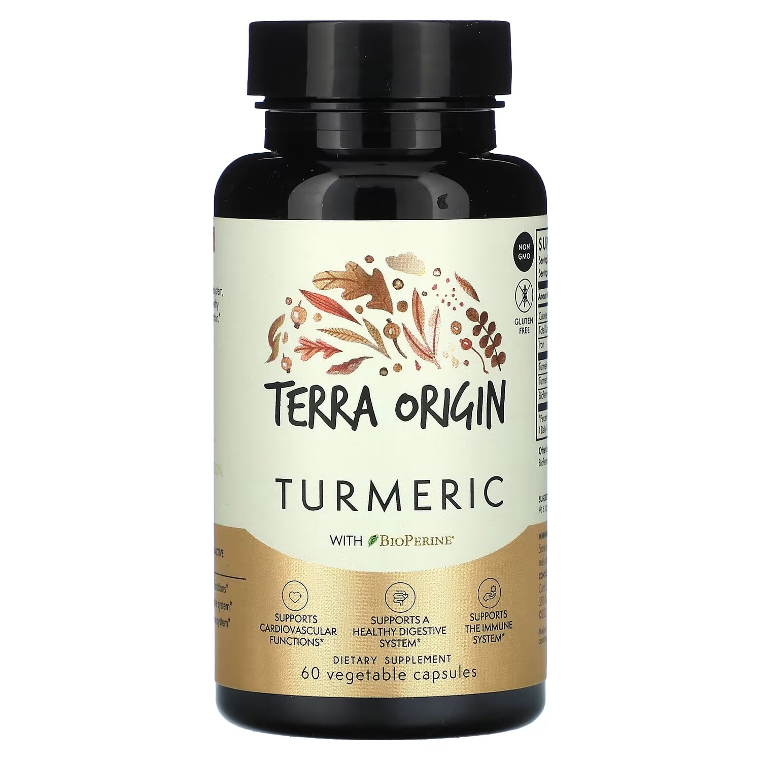 

Куркума Terra Origin с BioPerine для сосудов, 60 растительных капсул
