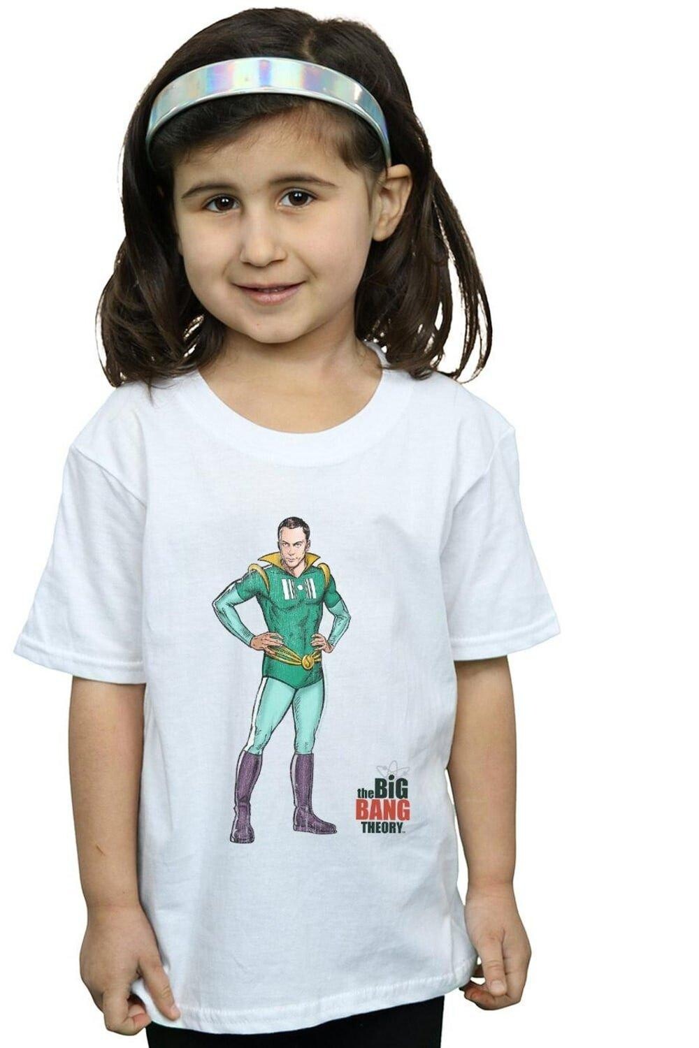 

Хлопковая футболка с изображением Шелдона и супергероя The Big Bang Theory, белый