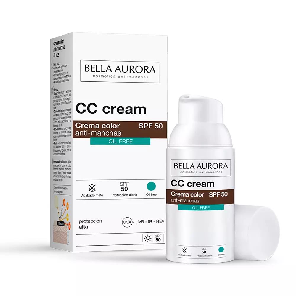 Cc крем Cc cream anti-manchas oil free spf50 Bella Aurora, 30 мл. — фото 2