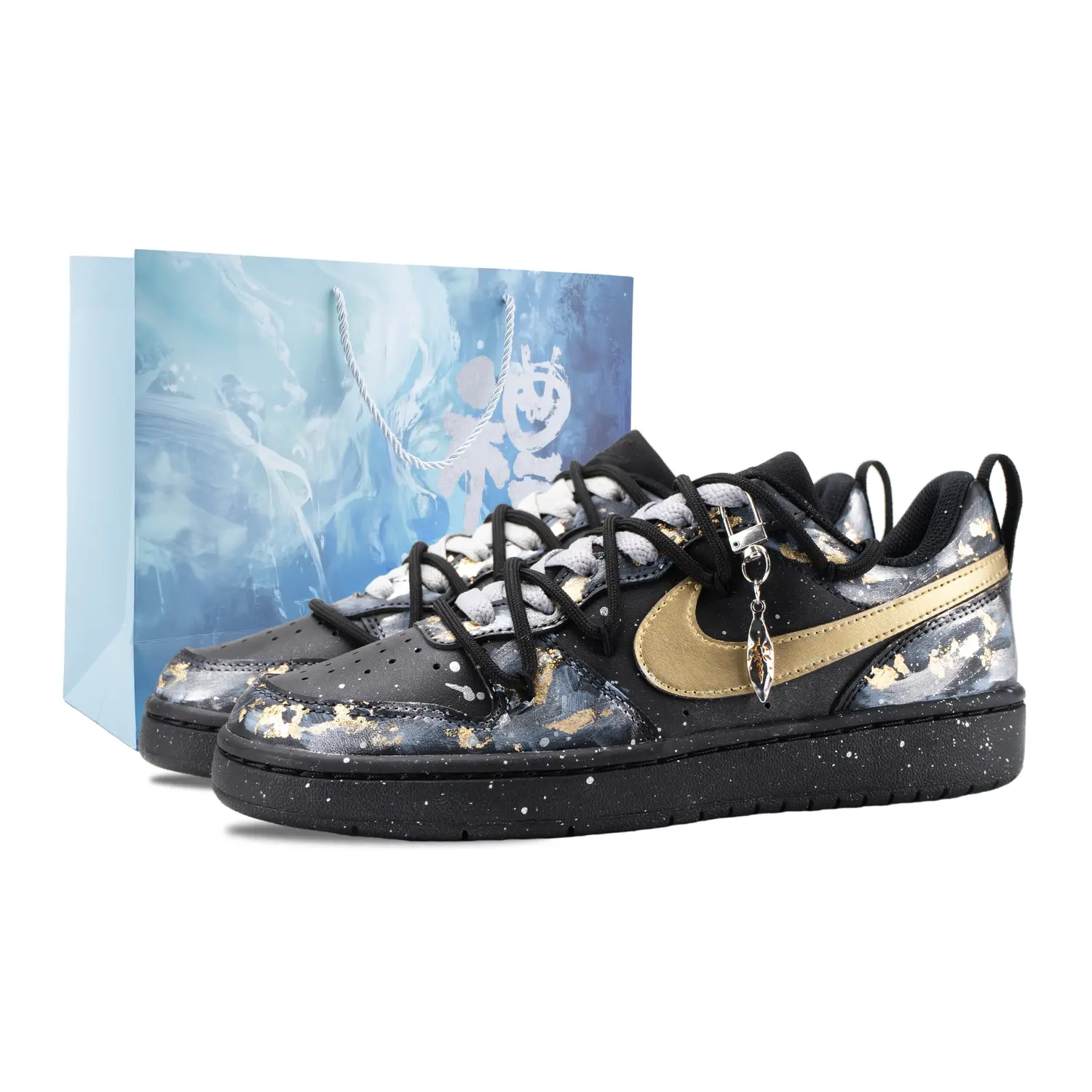 

Nike Court Borough Sun Eating Cicada нескользящие скейтерские кроссовки Black Gold детские